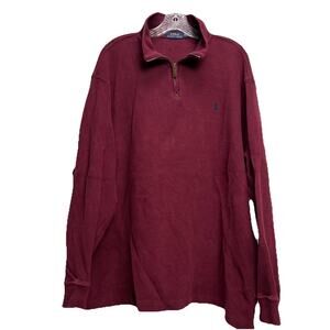Polo Ralph Lauren Mens XXL Quarter Zip Pullover Sweater Burgundy